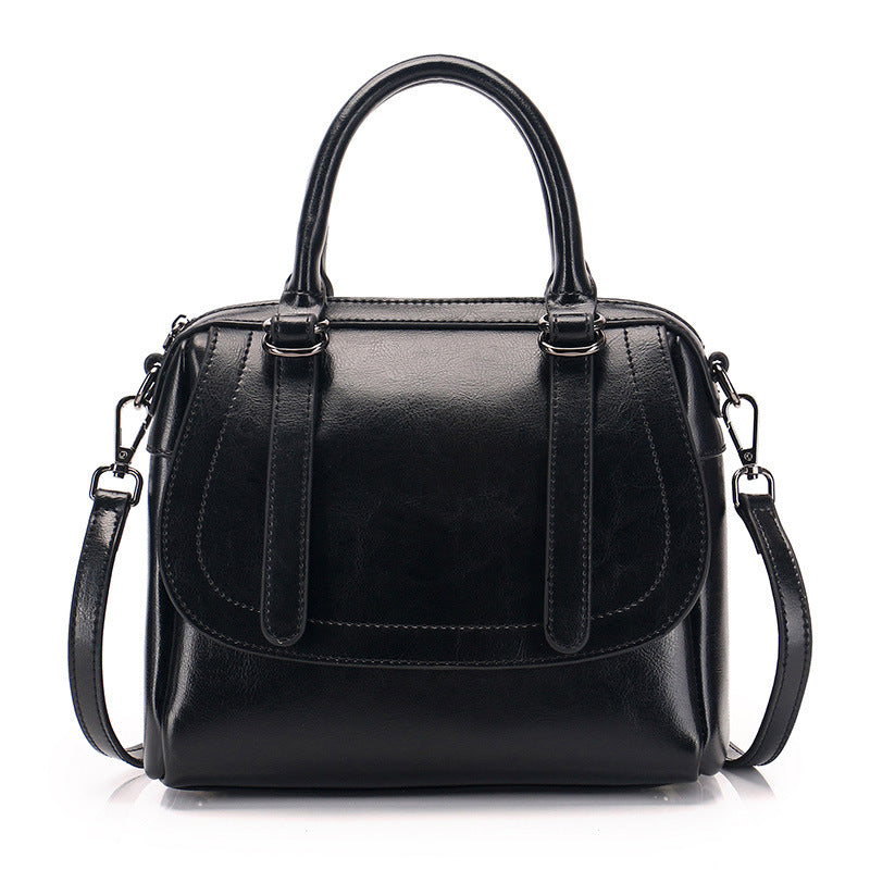 New Waxed Cowhide Handbag for Women, Stylish Design