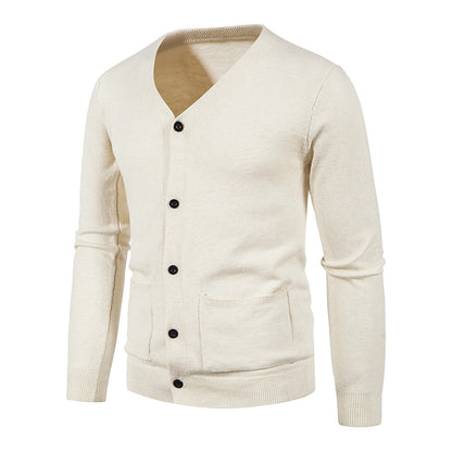 Casual Solid Color Sweater Jacket for Men