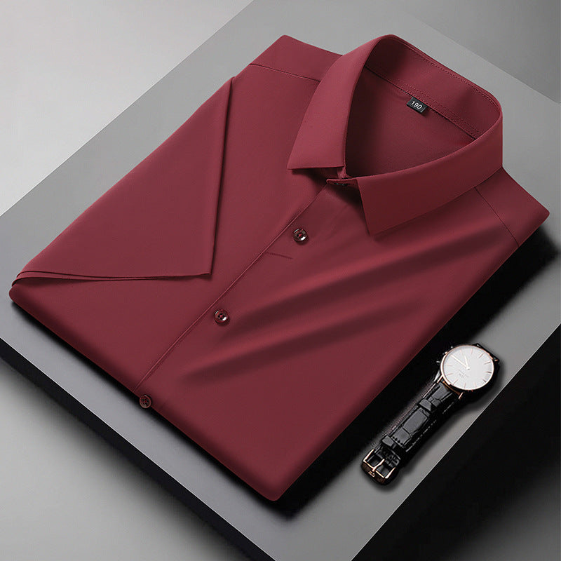 Plus Size Men's Short Sleeve Shirt in Ice Silk Fabric