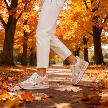 Women's Thick-Soled Elevated Lace-up Sports Shoes