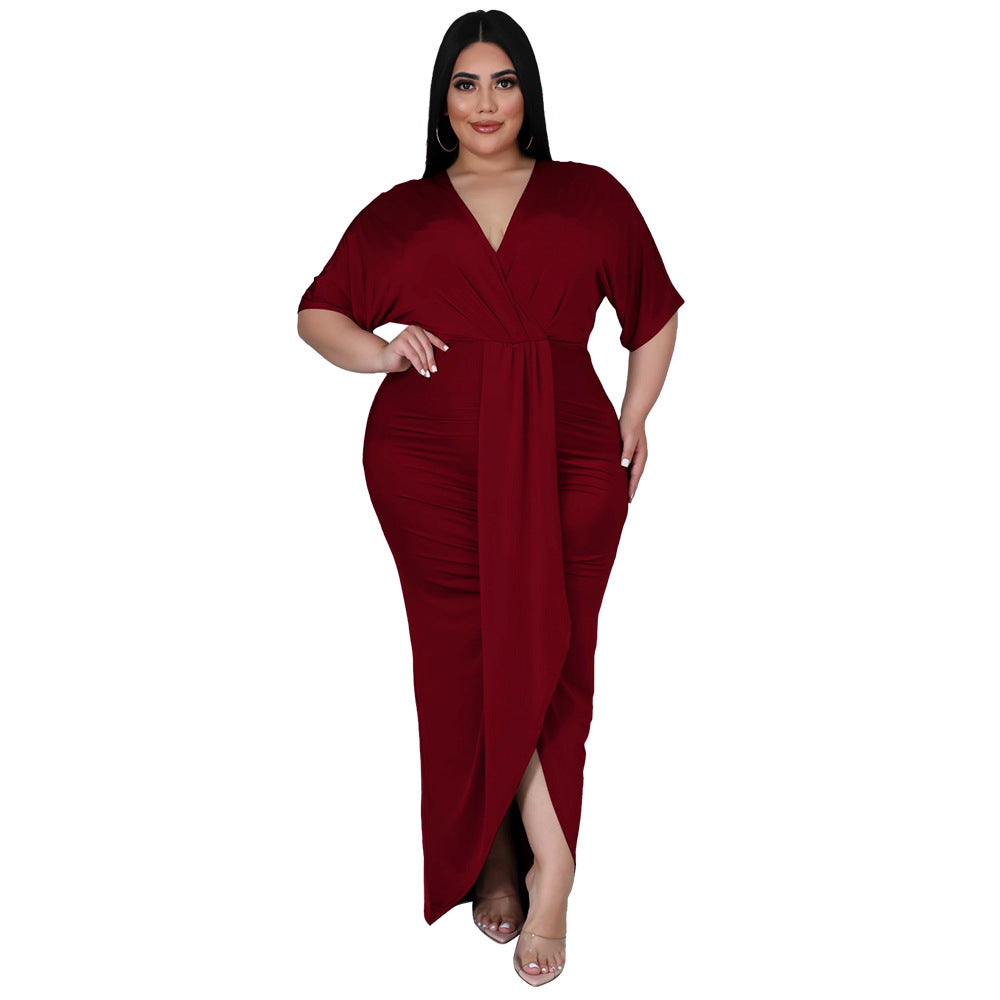 Elegant Plus Size V-Neck Party Dress for Women