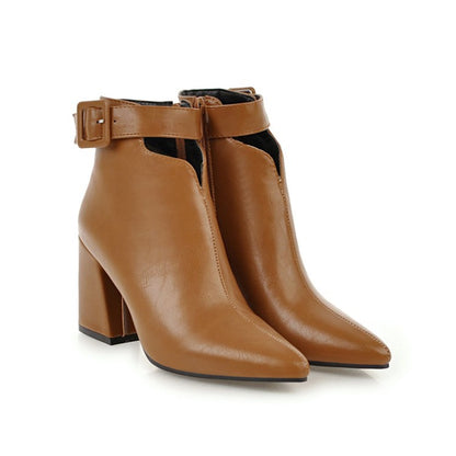 British Pointed Toe High Heel Women's Boots with Zipper