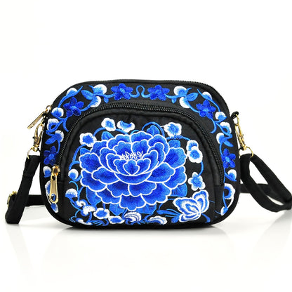 Vibrant Floral Embroidered Crossbody Bag for Women
