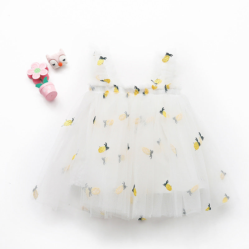Summer New Girls' Embroidered Tulle Dress (Princess Style)