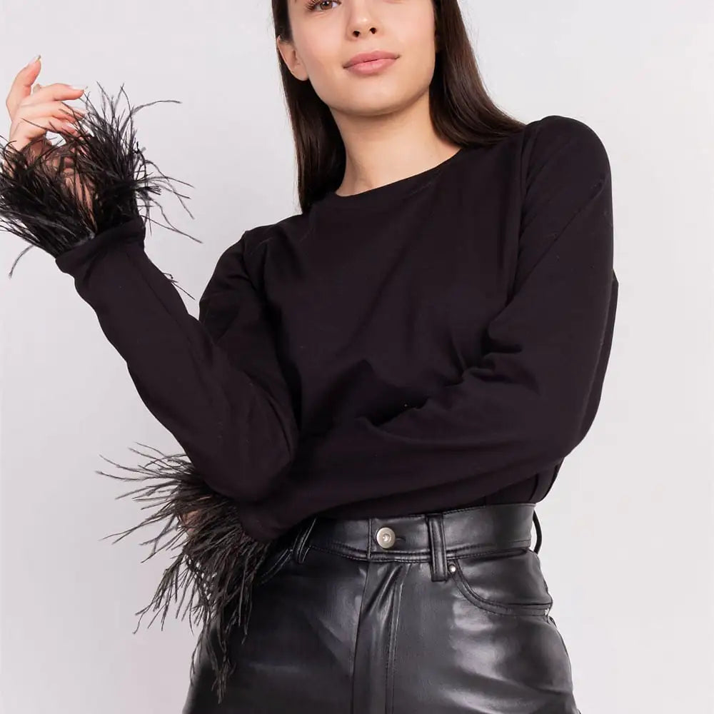 Casual Women's Round Neck Feather Stitching T-Shirt