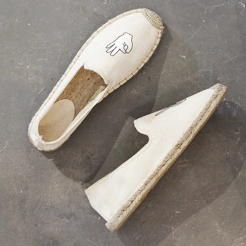 Women's Canvas Slip-On Fisherman Shoes, Breathable Flats