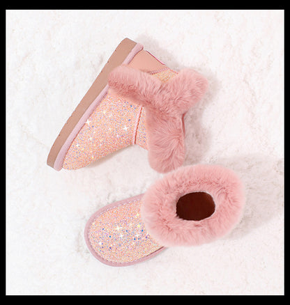 Girls' Thick Velvet Cotton Snow Boots for Kids