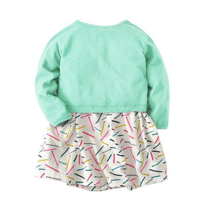 Baby Girls' Sweater Dress Set Cotton Two-Piece Outfit