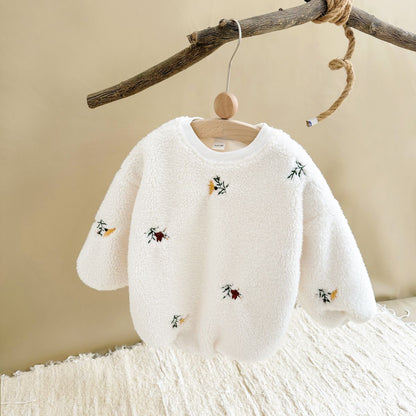 Embroidered Lamb Wool Long Sleeve for Baby Girls