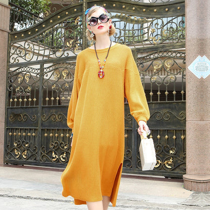 Winter Knit Sweater Dress - Long Sleeve Plus Size
