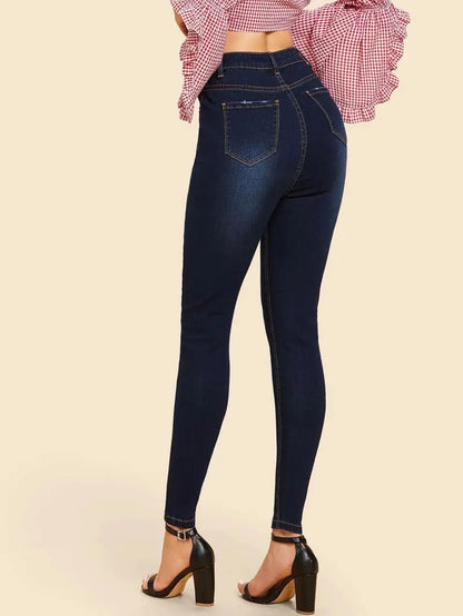 High Rise Skinny Jeans - Women's Stretch Denim Pants