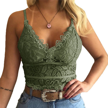 Elegant Women's V-Neck Lace Sleeveless Casual Top