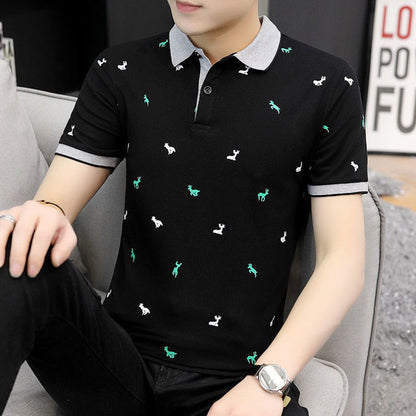 Men's Printed Polo Shirts - Oversized Casual Tee