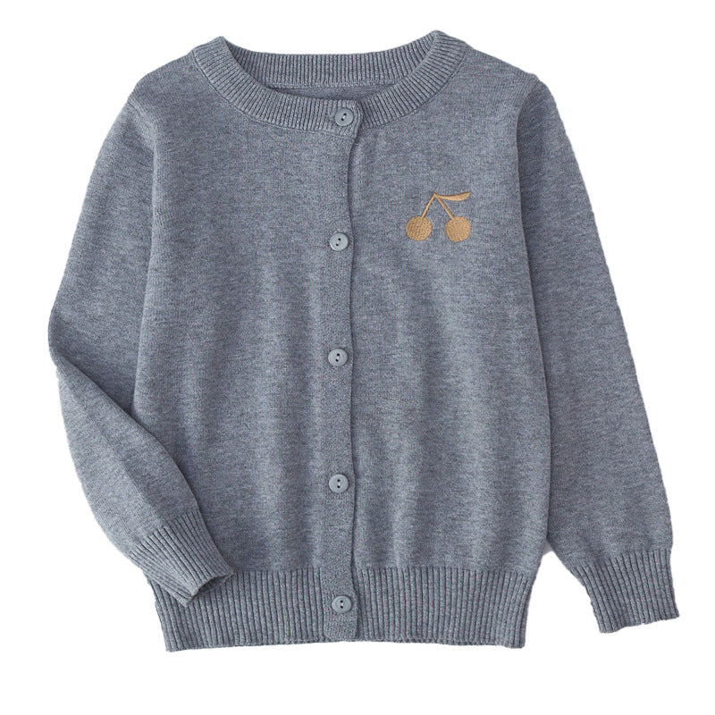 Girls' Cherry Sweater in Cotton Blend