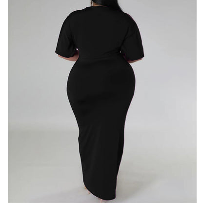 Elegant Plus Size V-Neck Party Dress for Women