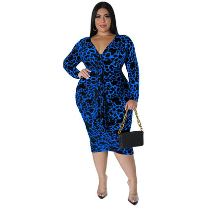 Plus Size Women's Leopard Print Sheath Dress