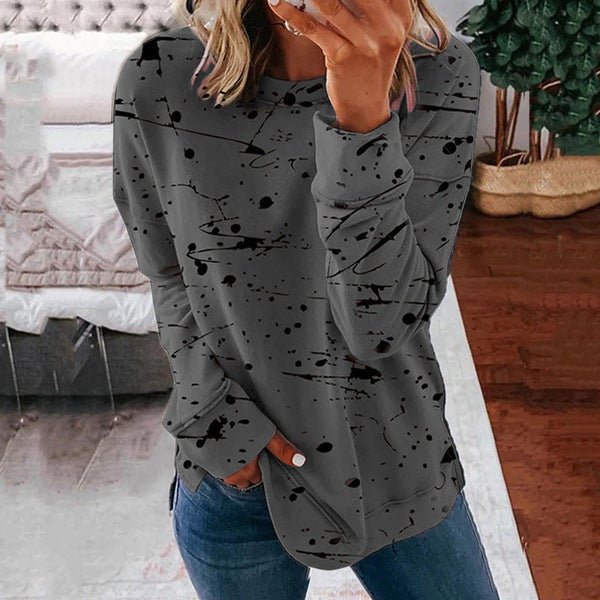 Trendy Graffiti Print Plus Size Long Sleeve Sweatshirt