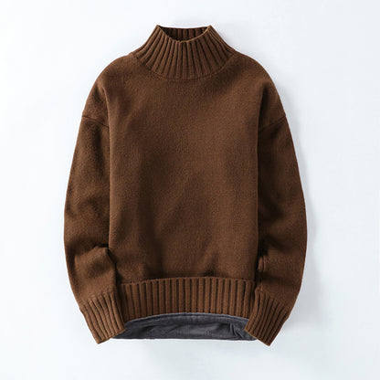 Men's High Neck Plus Fleece Padded Sweater