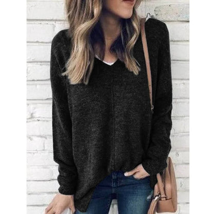 V-neck Plus Size Fleece Pullover Sweater for Women