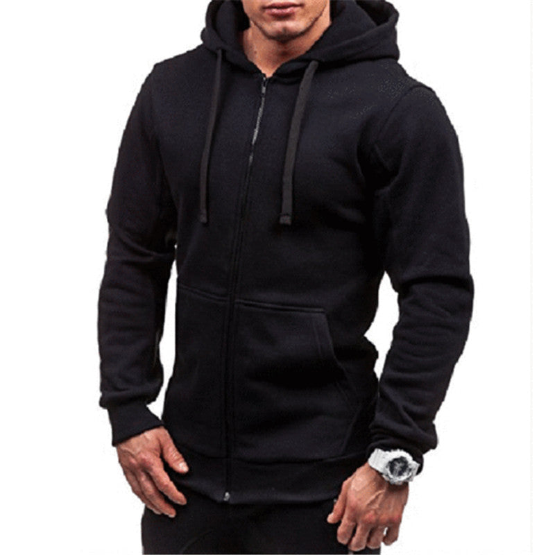 Men's Casual Solid Color Hooded Sweater Cardigan