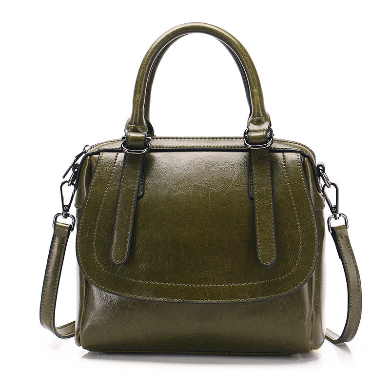 New Waxed Cowhide Handbag for Women, Stylish Design