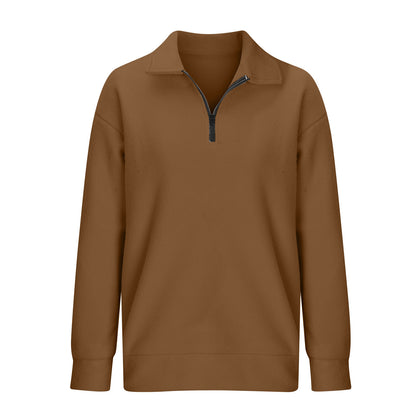 Plus Size Oversized Half Zip Pullover Sweatshirt