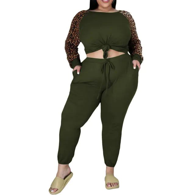 Plus Size 2-Piece Leopard Print Outfit for Women