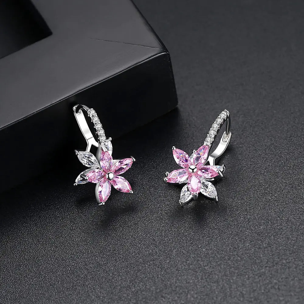 Snowflake Earrings with Zirconium Studs