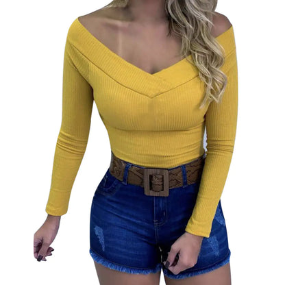 Women's Fashion V-Neck Long Sleeve T-Shirt