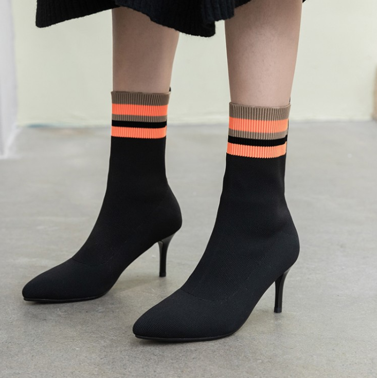 Wool Cylinder Short Boots and High Heels