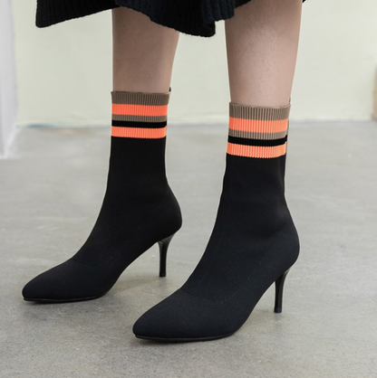 Wool Cylinder Short Boots and High Heels