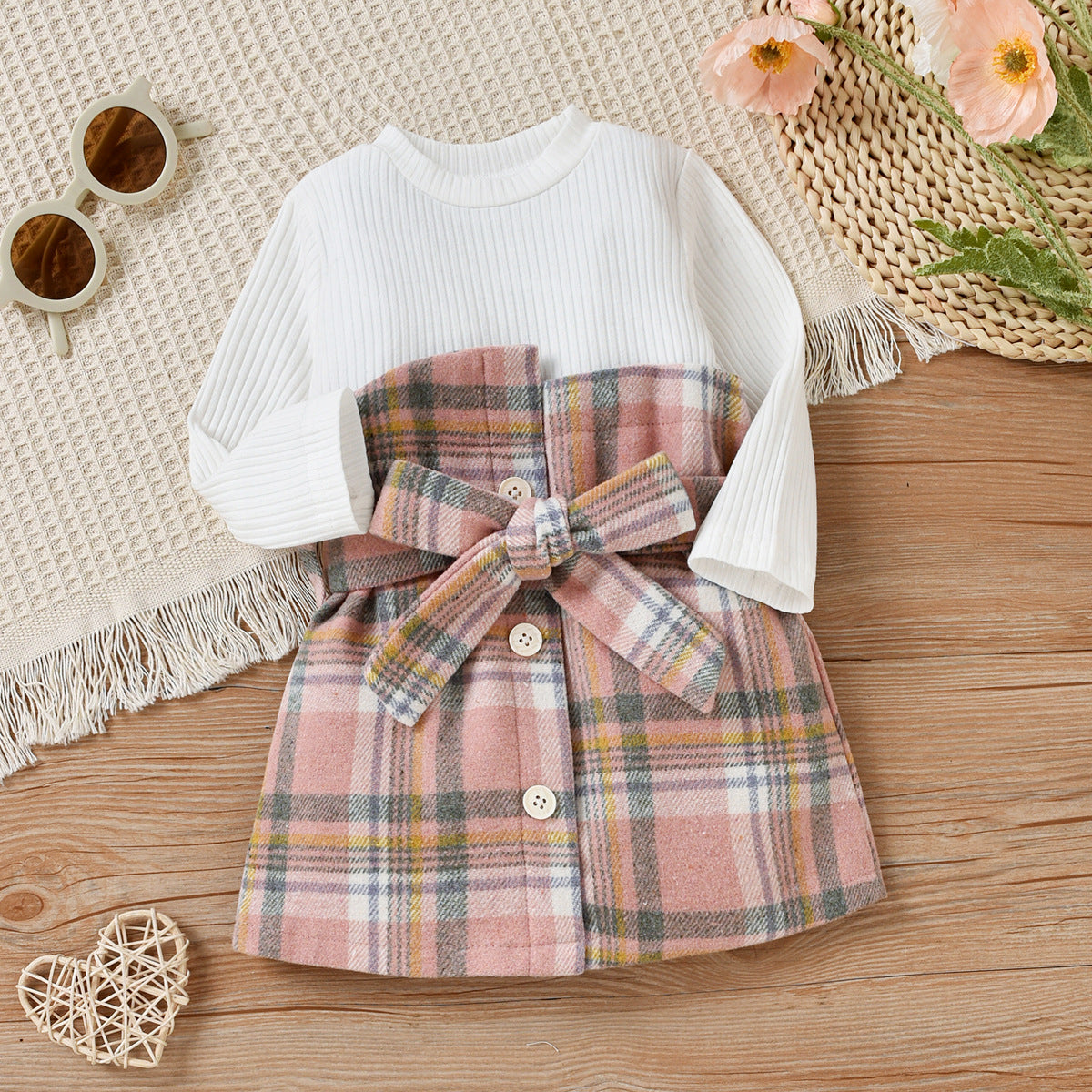 Girls Baby Plaid Two-Piece Dress