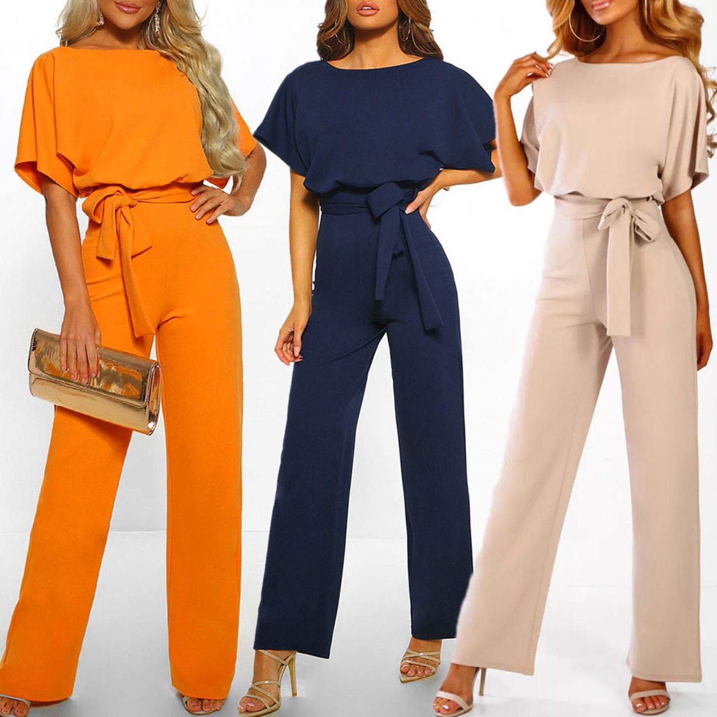 Elegant Plus Size Women’s Summer Jumpsuit with Wide Legs