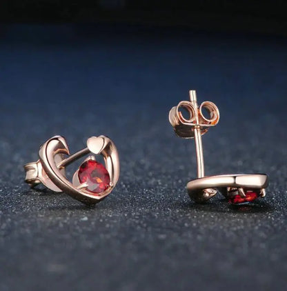 Rose Gold Gemstone Studs in 925 Silver