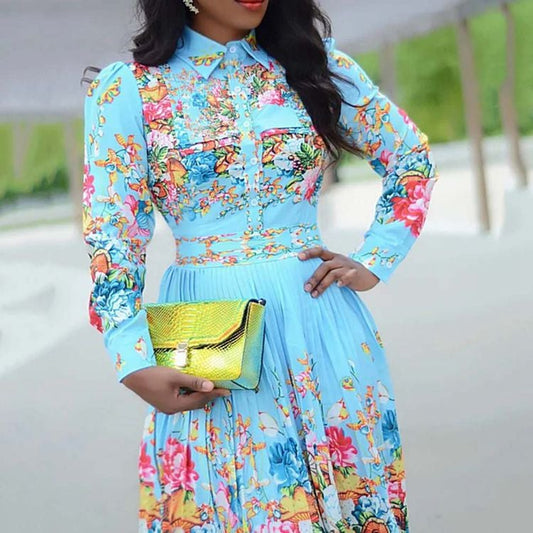 European American Fashion Digital Print Dress