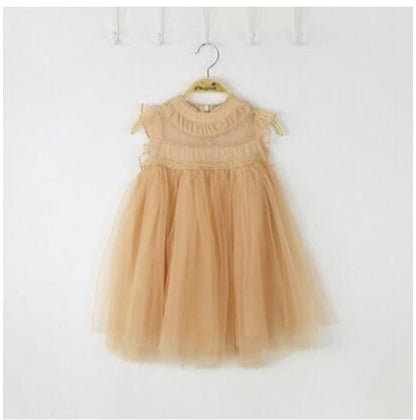 Girls' Summer Dress with Ruffled Sleeves and Tulle