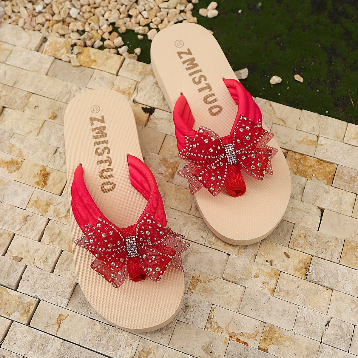 Women's Glitter Bow Flip-Flops