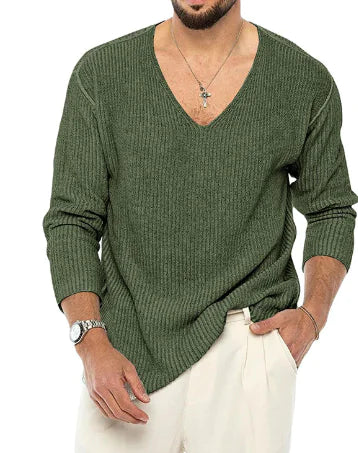 Men's Long Sleeve V-Neck Independent Sweater