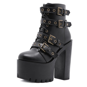 Black Ankle Boots for Women with Zipper and High Heels