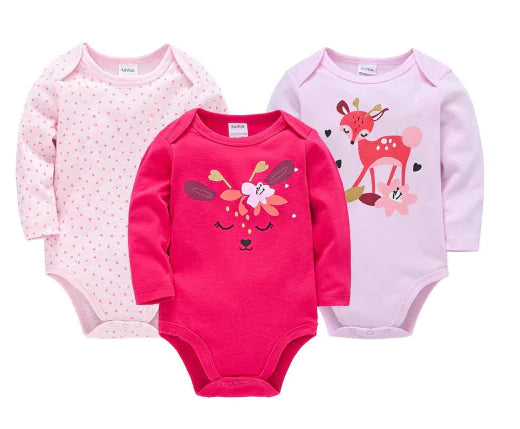 Langarm-Babybody aus Baumwolle, 3er-Set (1 Stück)