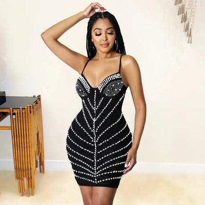 Sling Hot Drill Nightclub Dress for Women