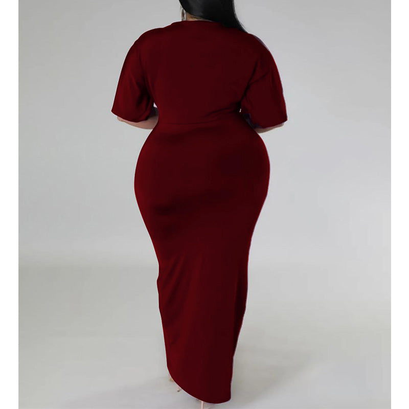 Elegant Plus Size V-Neck Party Dress for Women
