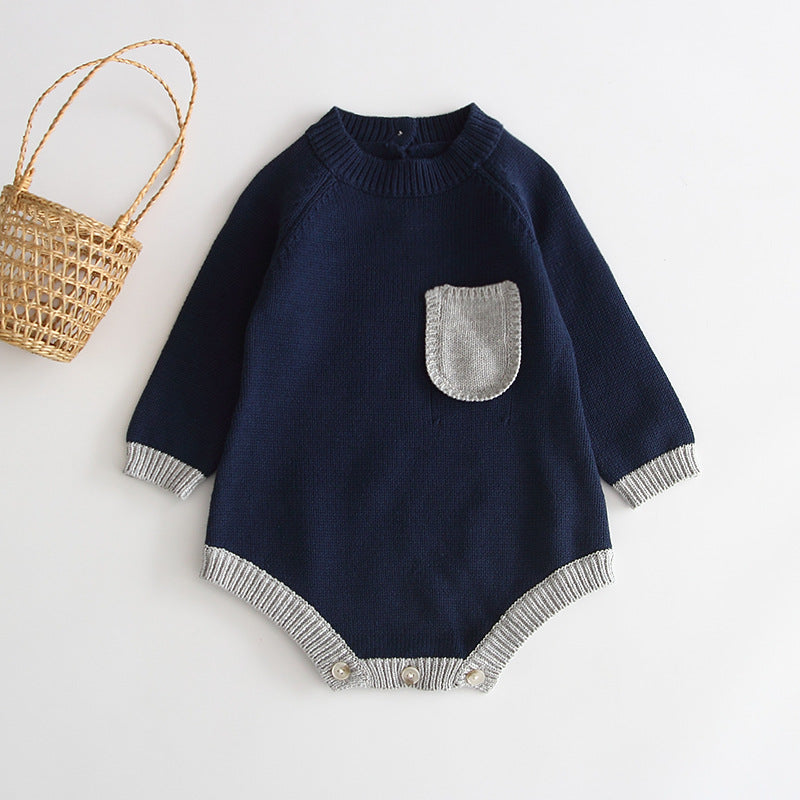 Long Sleeve Knitted Bodysuit for Baby Girls in Autumn