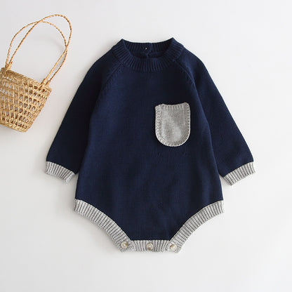 Long Sleeve Knitted Bodysuit for Baby Girls in Autumn