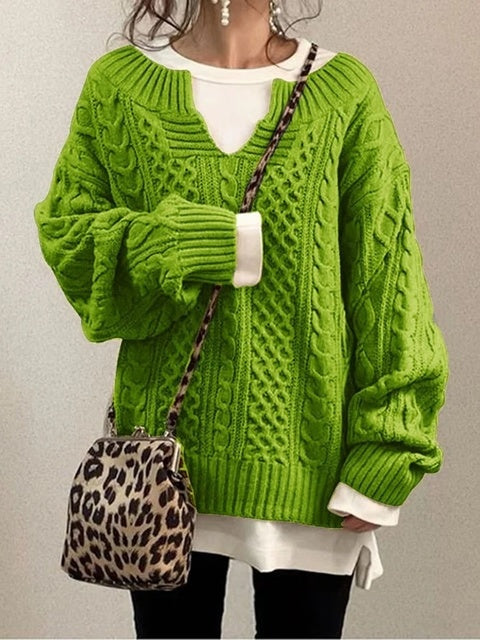 Chic Women's Knitted V-Neck Sweater for Autumn Winter