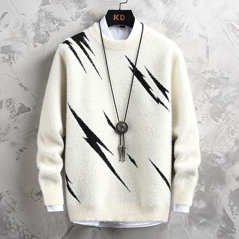 Personalized Jacquard Crew Neck Sweater for Men