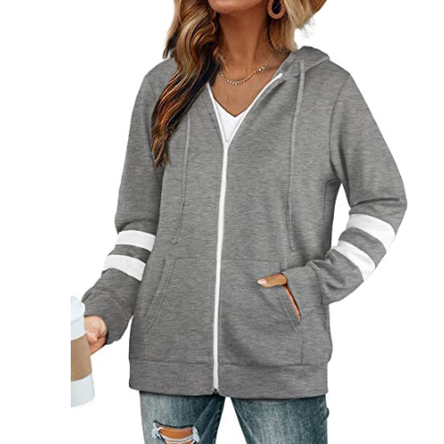 Women's Solid Color Zipper Hoodie Cardigan Sweater