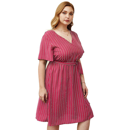 Plus Size Designer Dress with Stripes