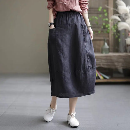 Casual Loose Retro Linen Skirt for Women
