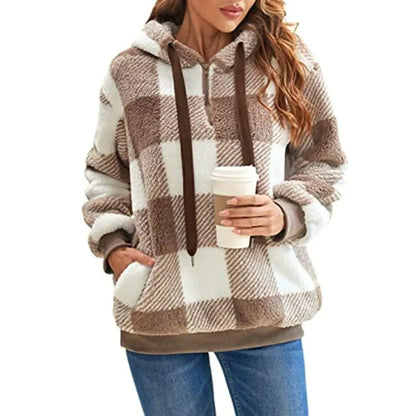 Cozy Women's Plush Hoodie with Drawstring